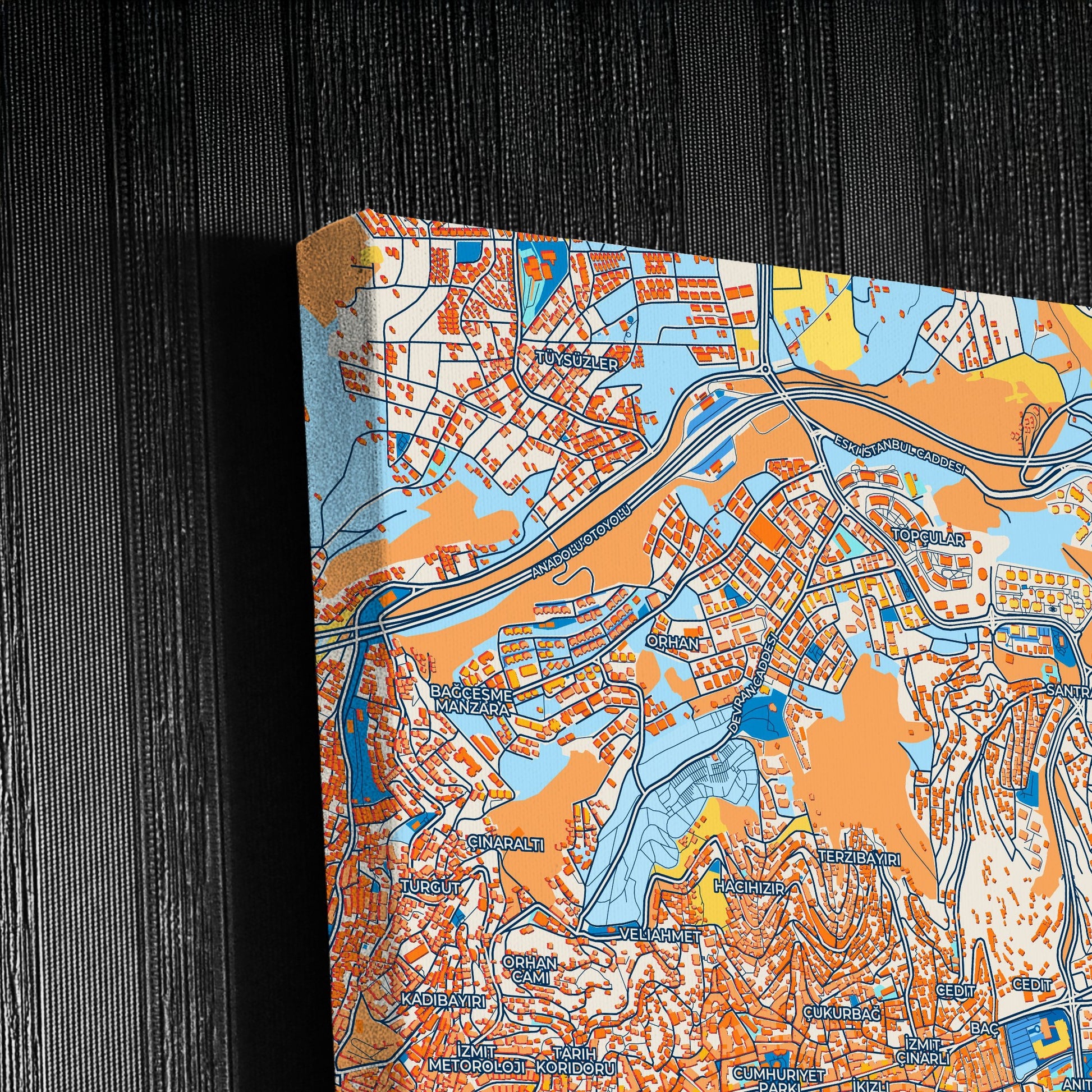 İzmi̇t Turkey Colorful City Map Canvas Print Detail