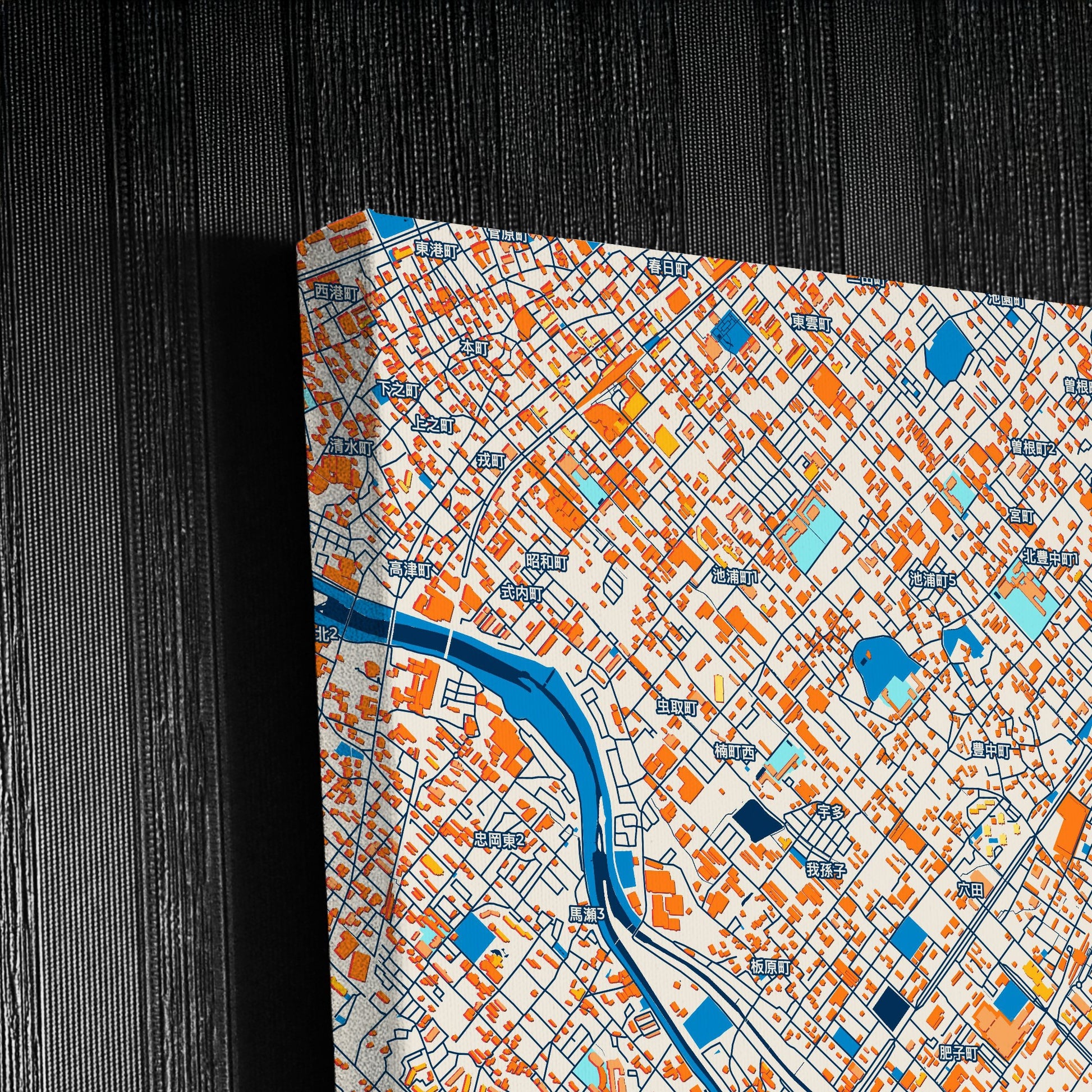 Izumi Japan Colorful City Map Canvas Print Detail