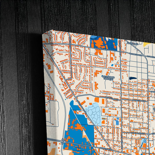 Jackson Tennessee Colorful City Map Canvas Print Detail