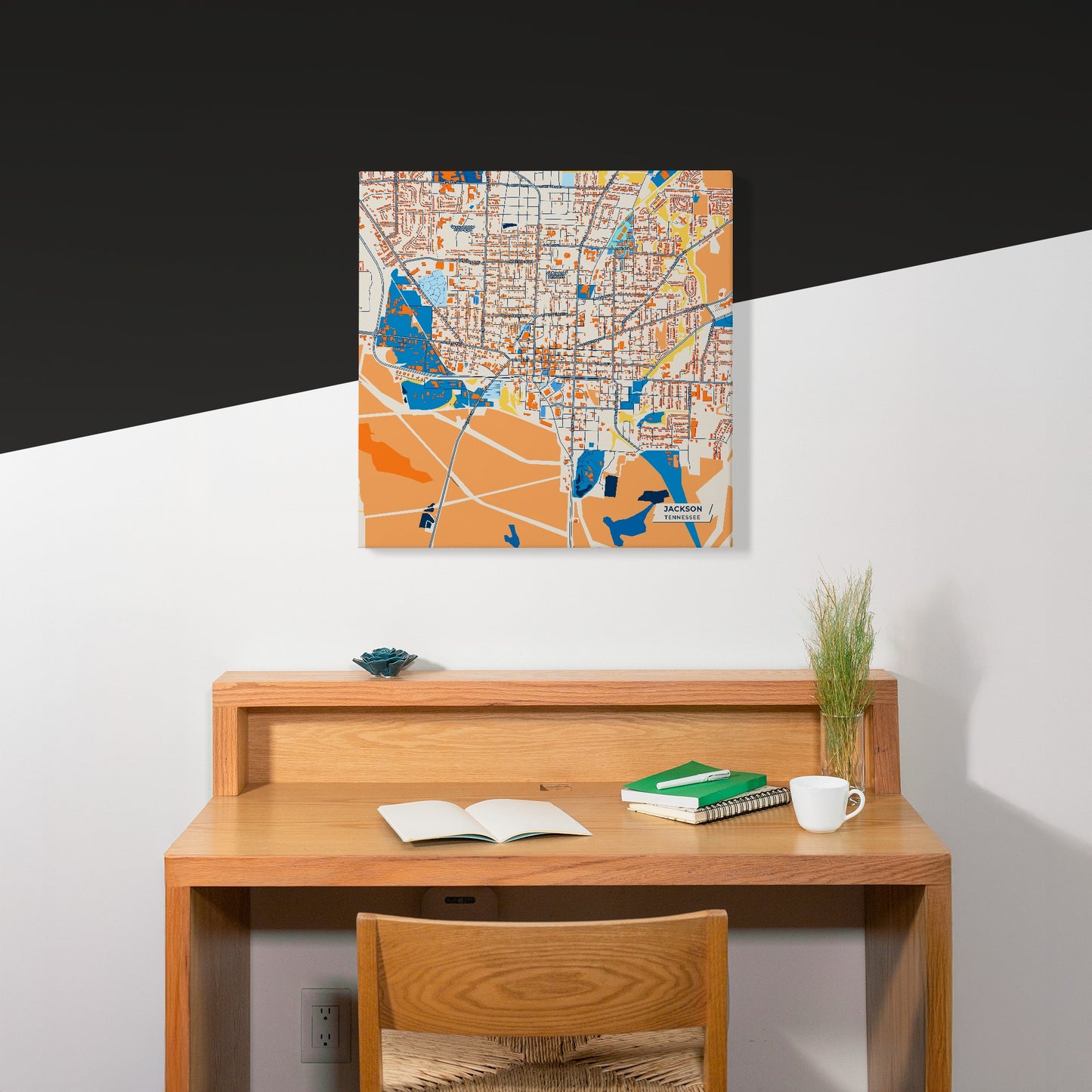 Jackson Tennessee Colorful City Map Canvas Print Scene