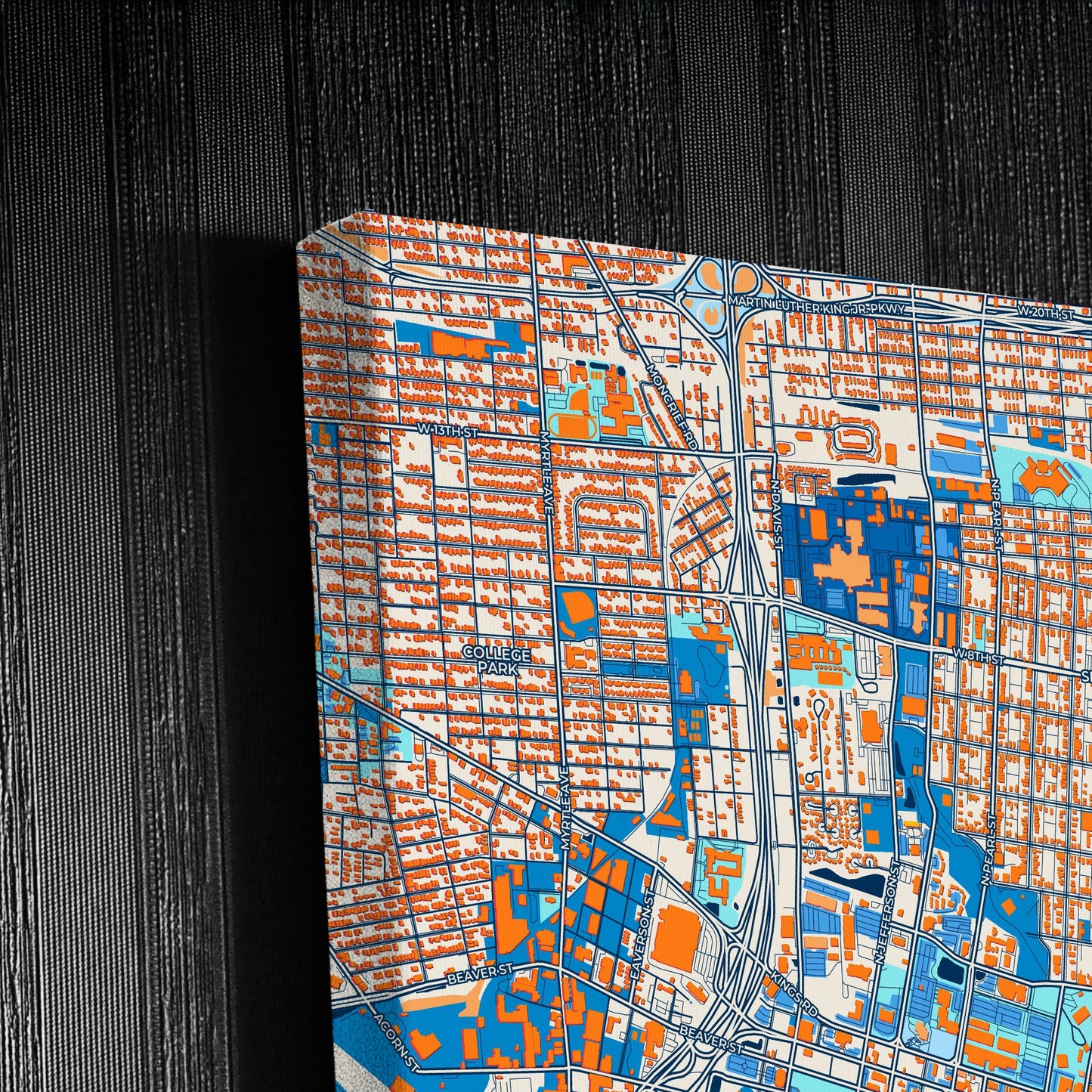 Jacksonville Florida Colorful City Map Canvas Print Detail