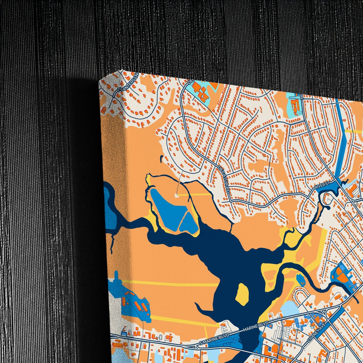 Jacksonville North Carolina Colorful City Map Canvas Print Detail