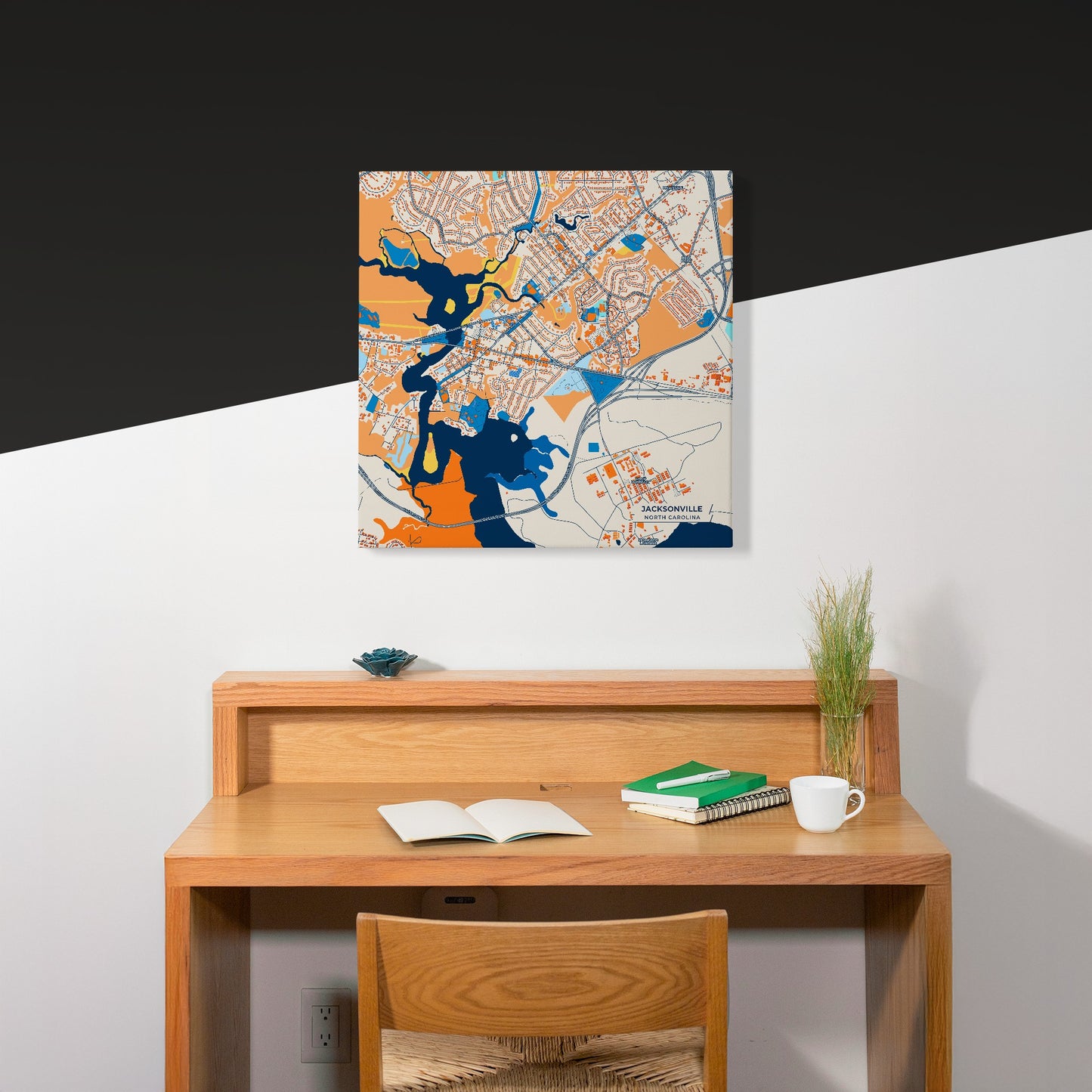 Jacksonville North Carolina Colorful City Map Canvas Print Scene