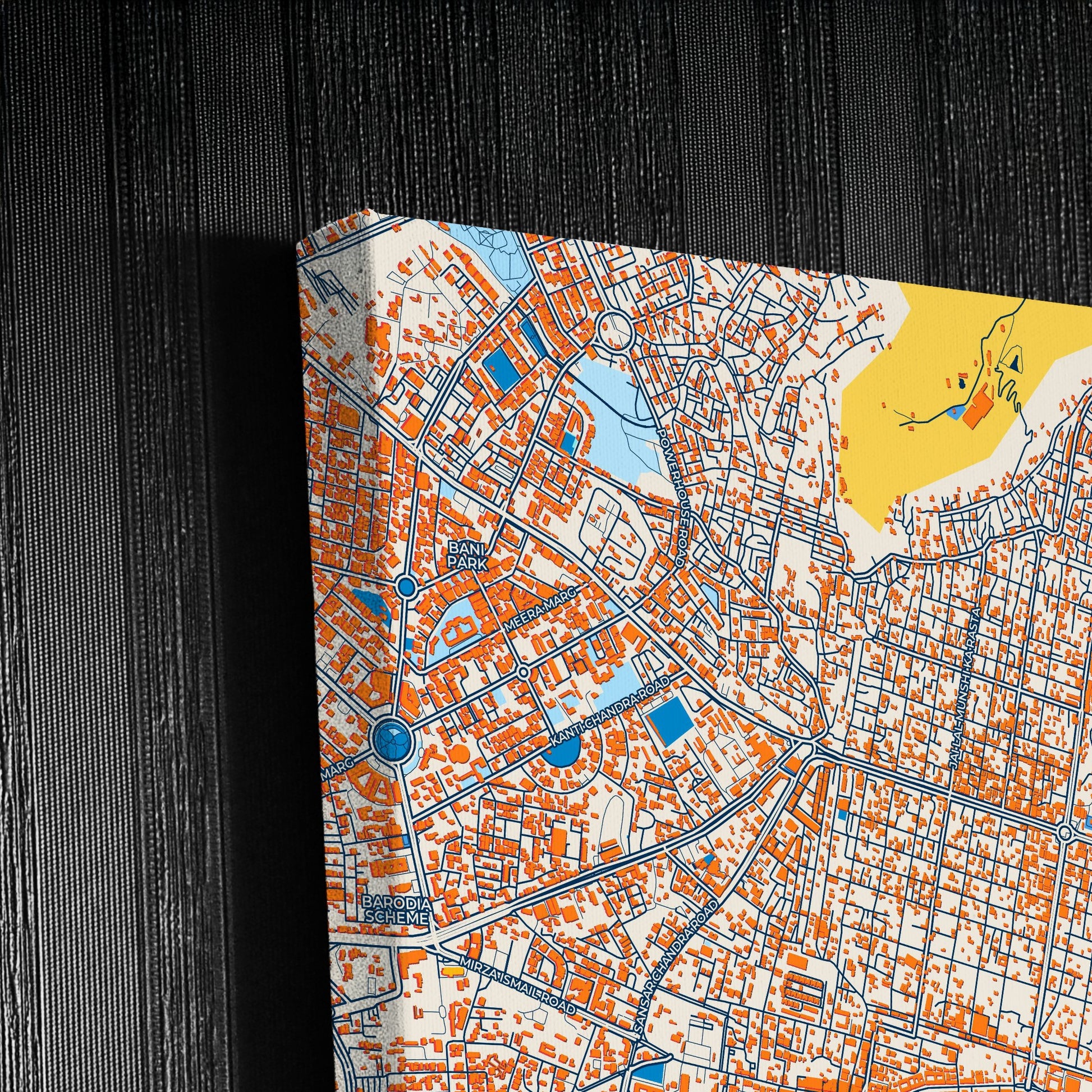 Jaipur India Colorful City Map Canvas Print Detail