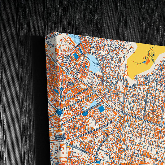 Jaipur India Colorful City Map Canvas Print Detail
