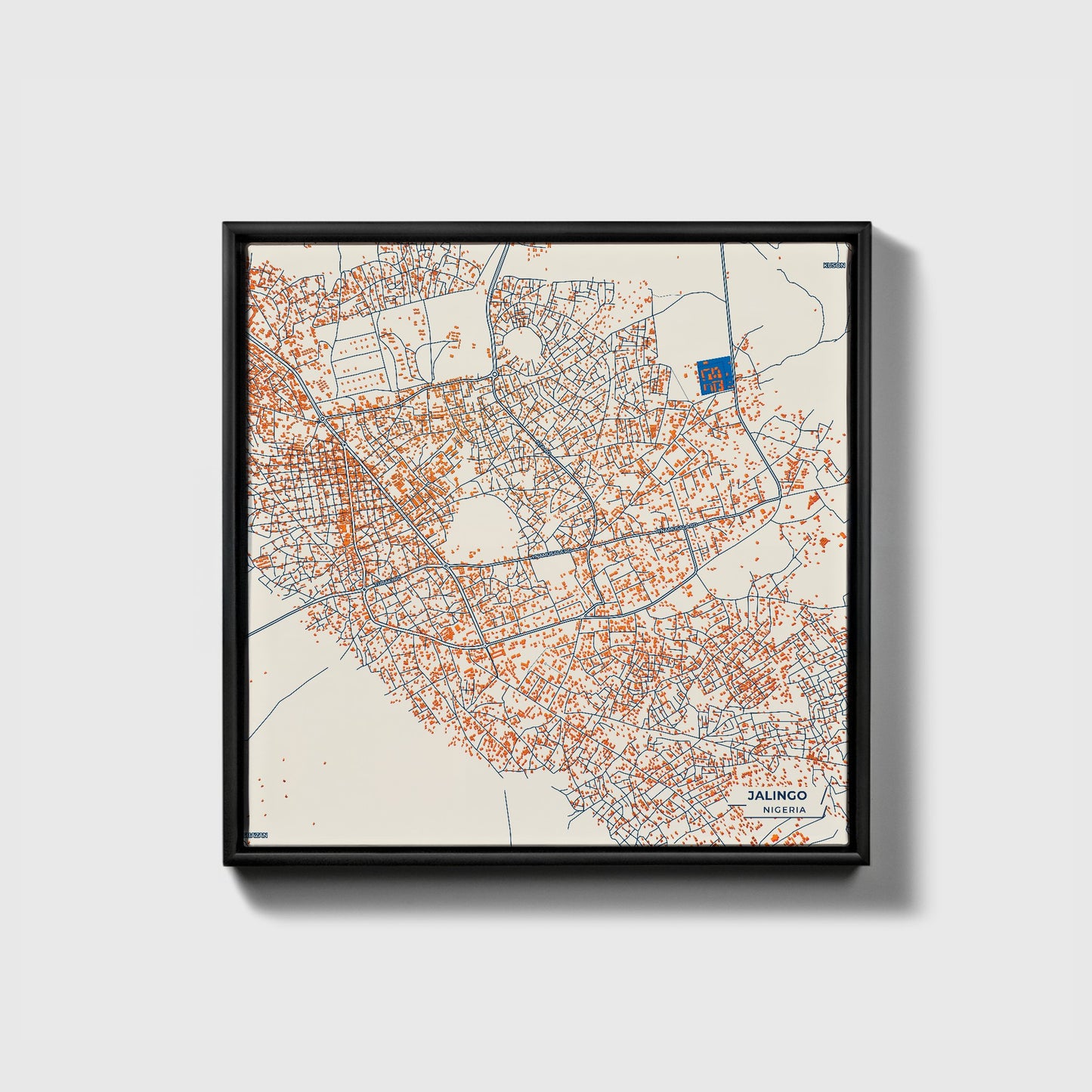 Jalingo Nigeria Colorful City Map Canvas Print • Black Framed