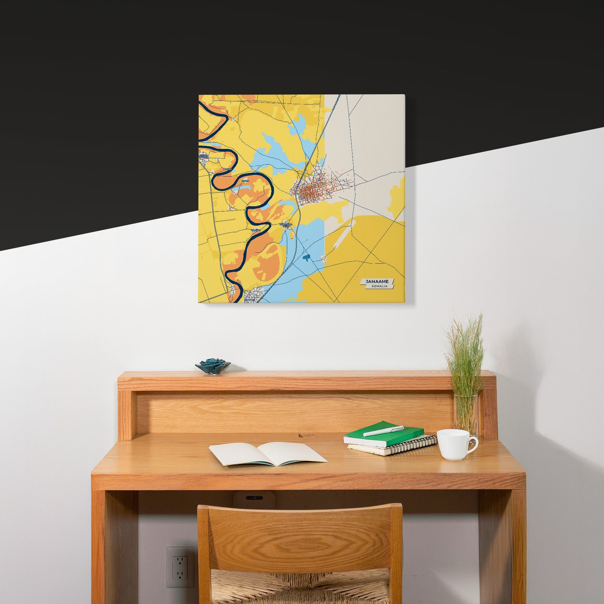 Jamaame Somalia Colorful City Map Canvas Print Scene