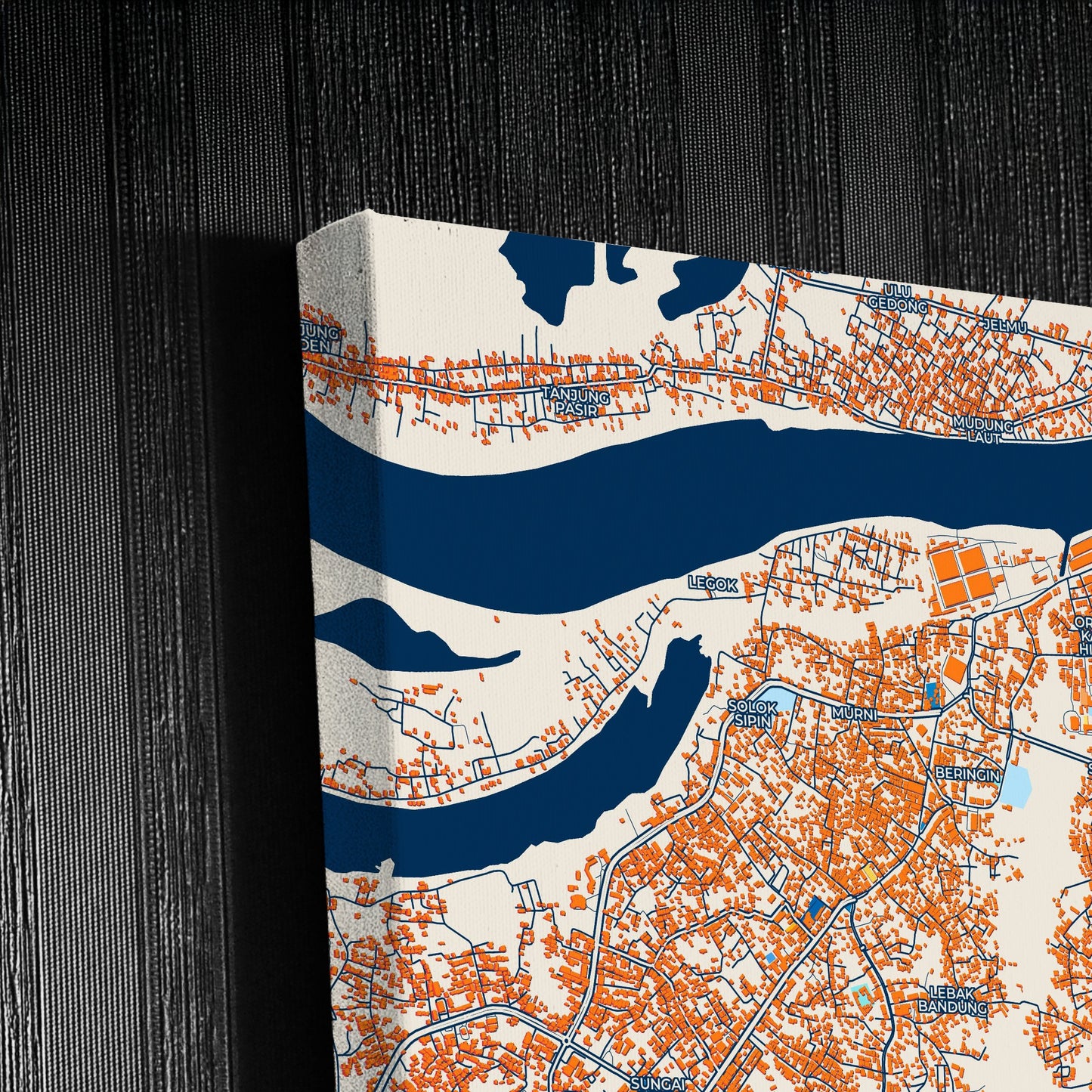 Jambi Indonesia Colorful City Map Canvas Print Detail