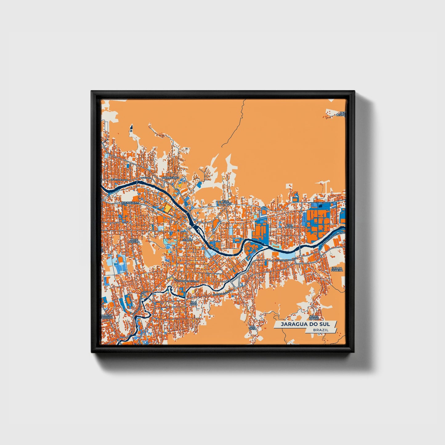 Jaragua Do Sul Brazil Colorful City Map Canvas Print • Black Framed