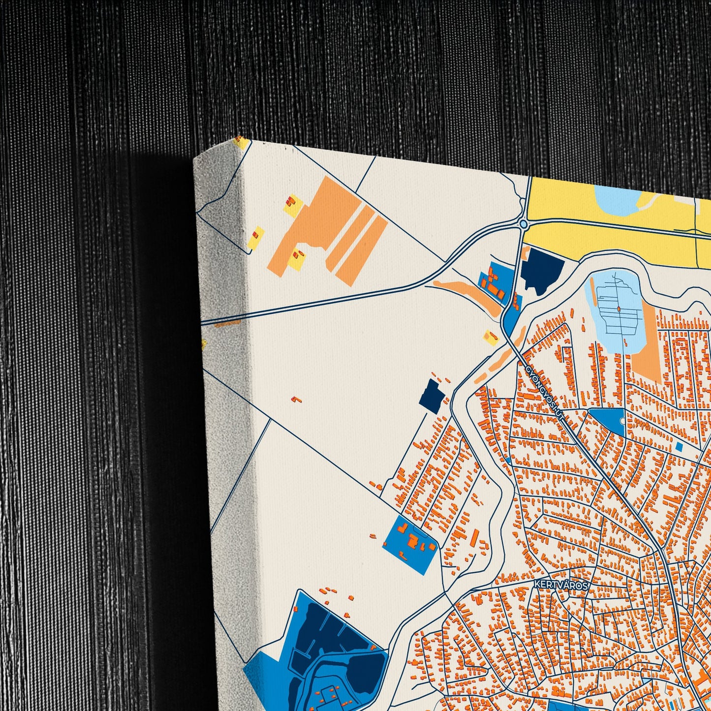 Jászberény Hungary Colorful City Map Canvas Print Detail