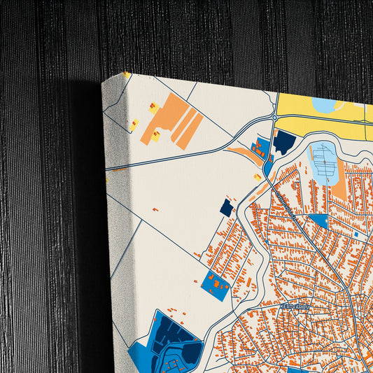 Jászberény Hungary Colorful City Map Canvas Print Detail