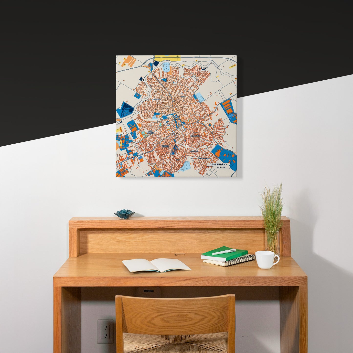 Jászberény Hungary Colorful City Map Canvas Print Scene