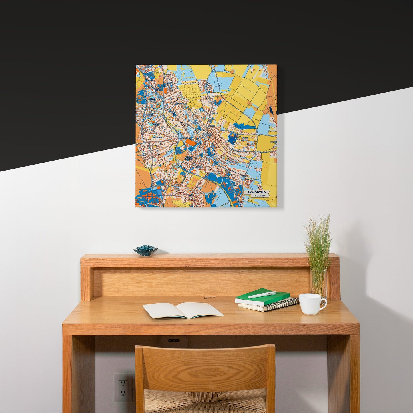 Jaworzno Poland Colorful City Map Canvas Print Scene