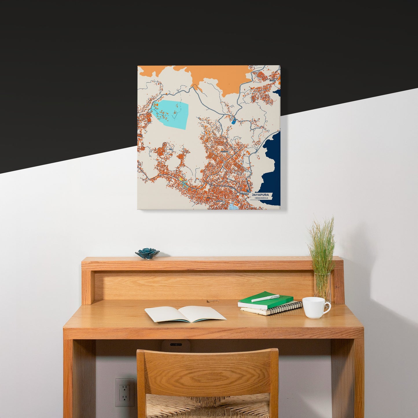 Jayapura Indonesia Colorful City Map Canvas Print Scene
