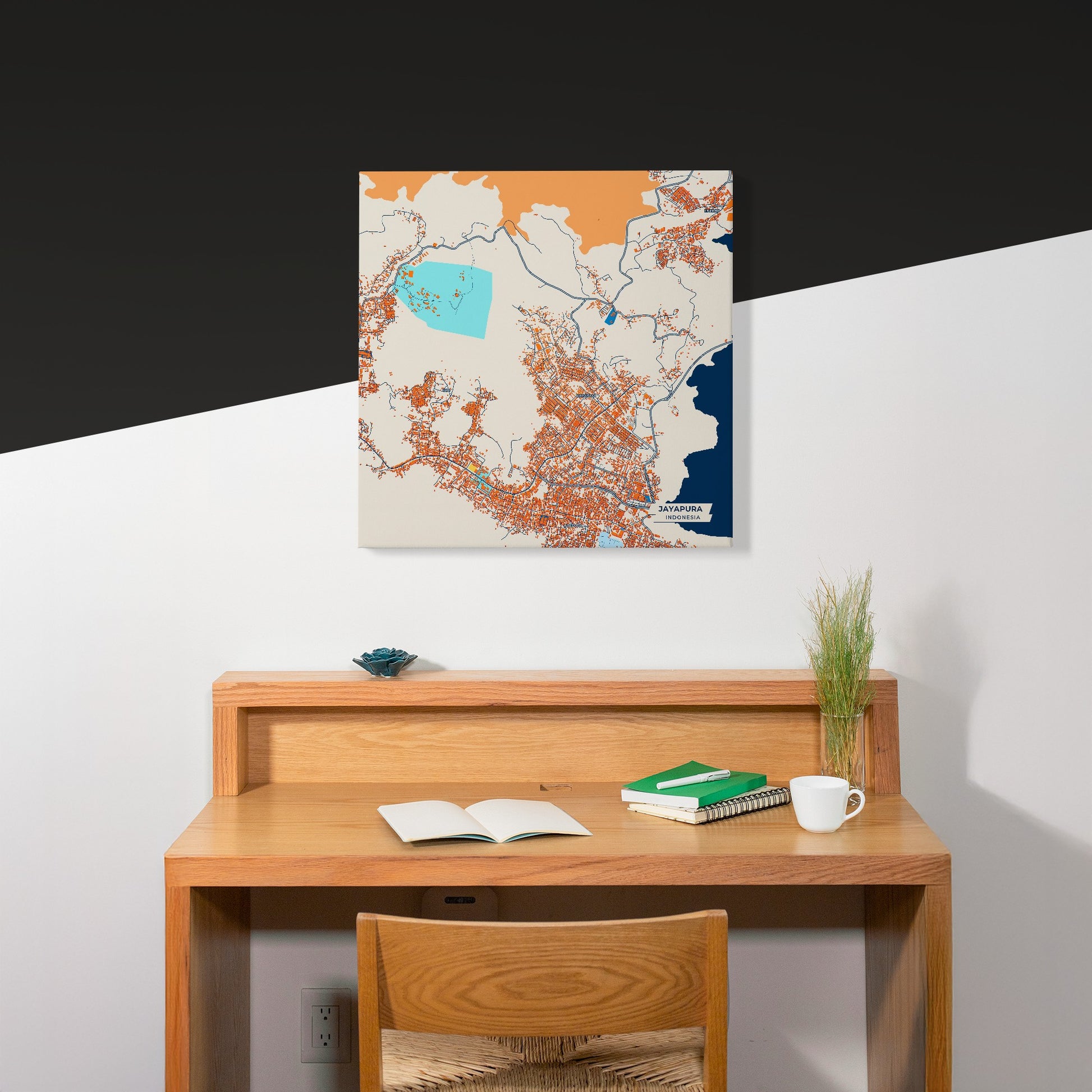 Jayapura Indonesia Colorful City Map Canvas Print Scene