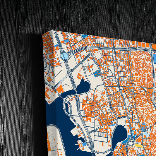 Jeddah Saudi Arabia Colorful City Map Canvas Print Detail