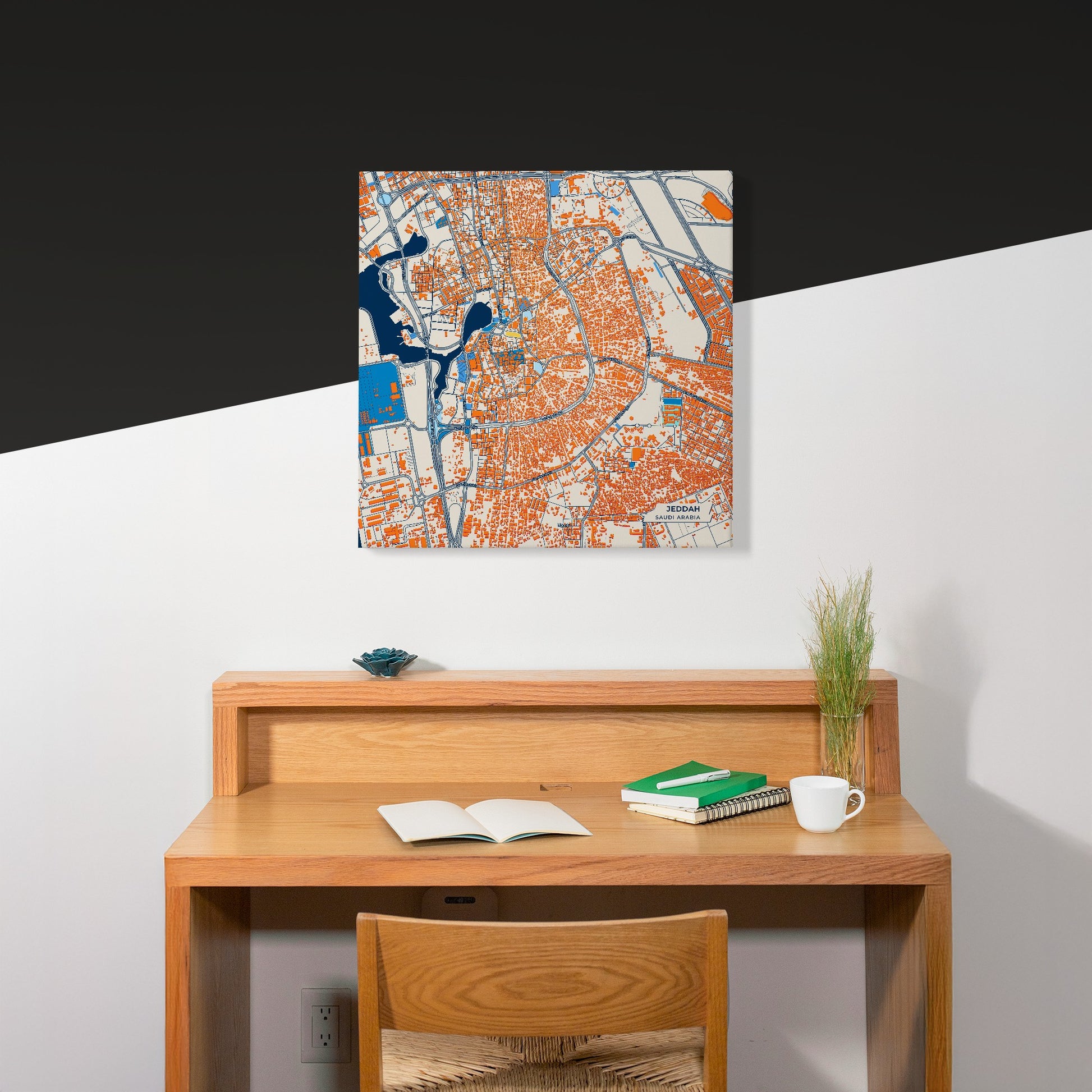 Jeddah Saudi Arabia Colorful City Map Canvas Print Scene