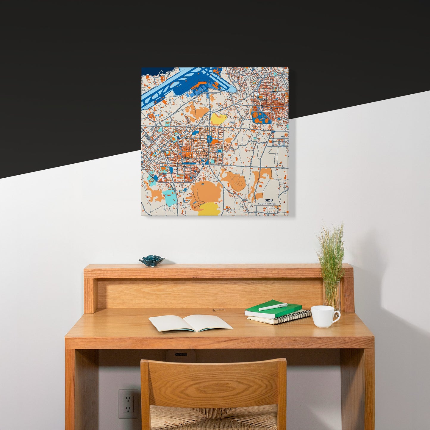 Jeju South Korea Colorful City Map Canvas Print Scene