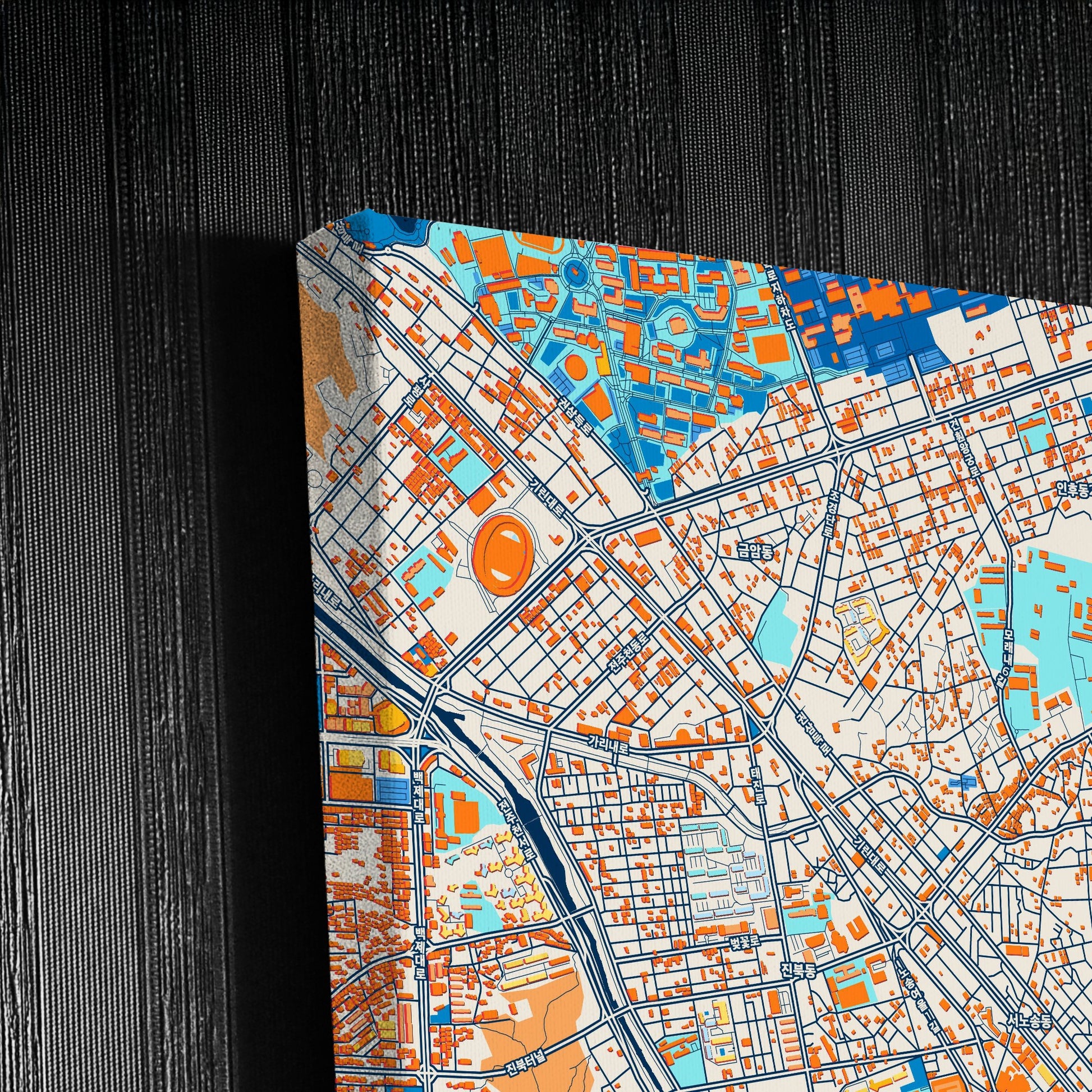 Jeonju South Korea Colorful City Map Canvas Print Detail