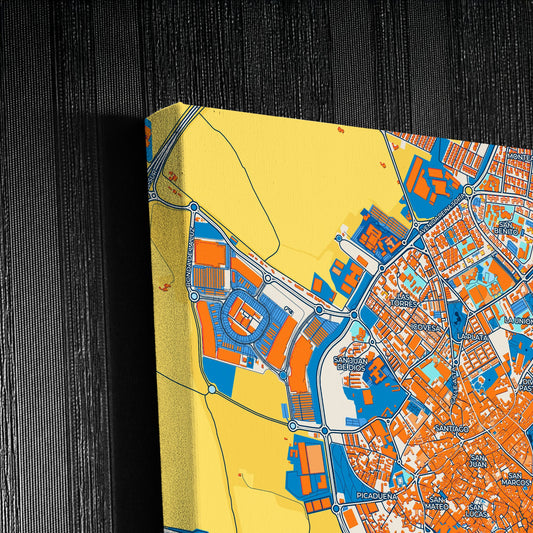 Jerez De La Frontera Spain Colorful City Map Canvas Print Detail