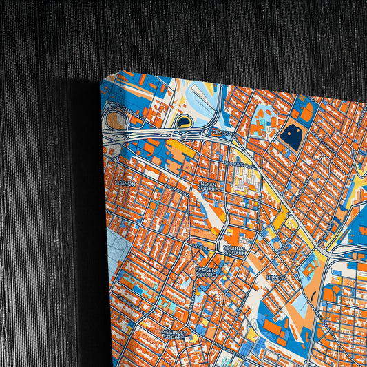 Jersey City New Jersey Colorful City Map Canvas Print Detail