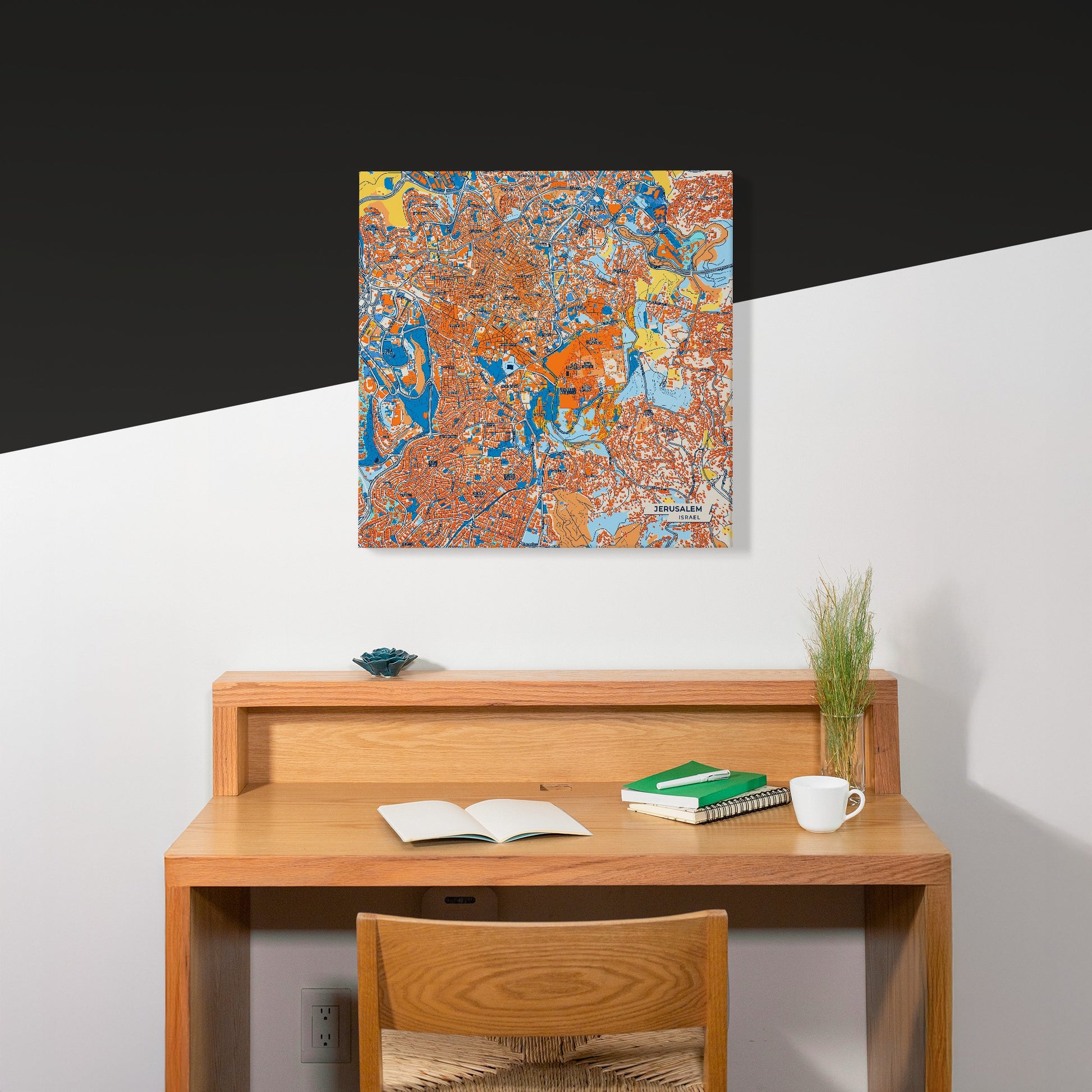 Jerusalem Israel Colorful City Map Canvas Print Scene