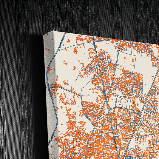 Jhang Pakistan Colorful City Map Canvas Print Detail