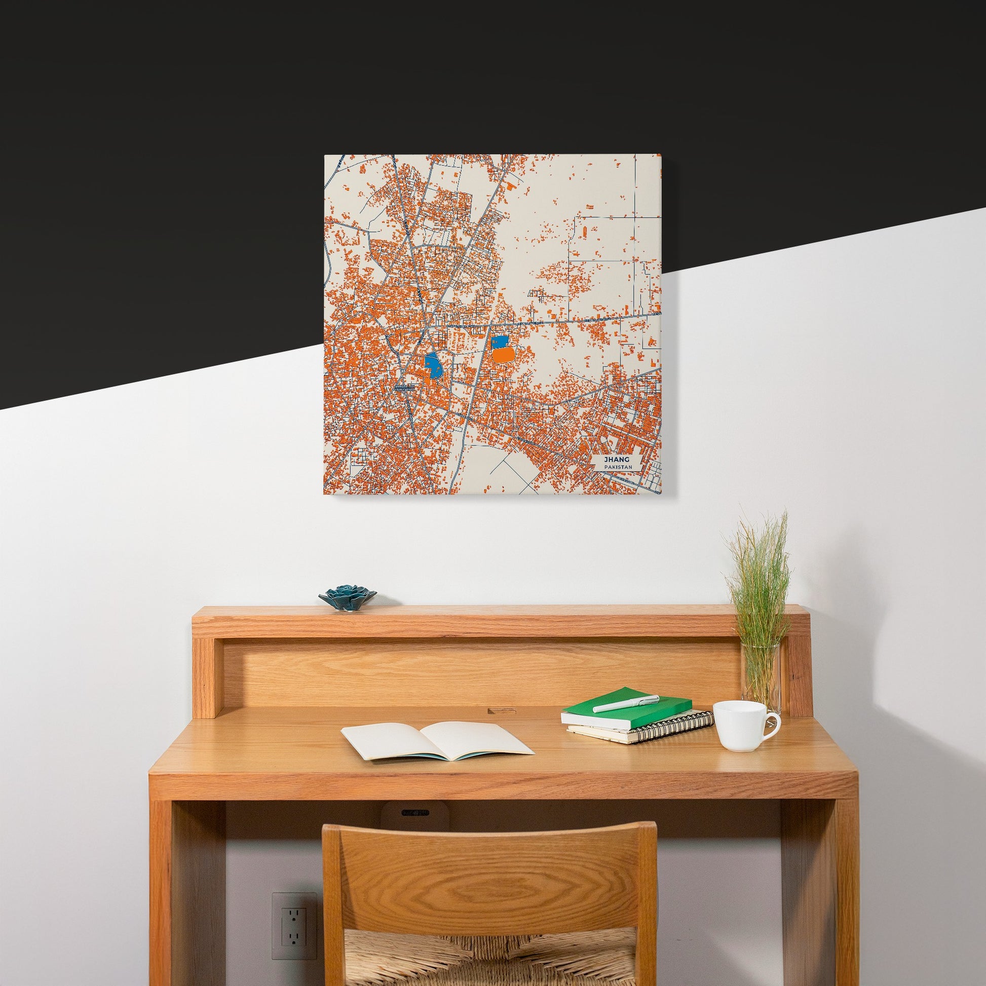 Jhang Pakistan Colorful City Map Canvas Print Scene