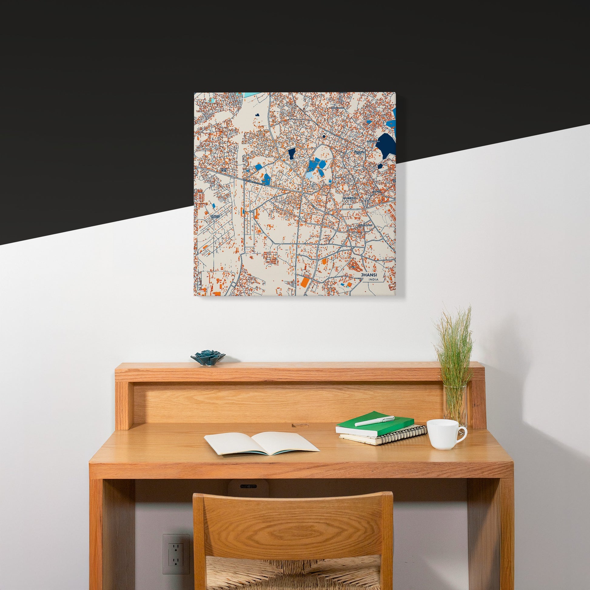 Jhansi India Colorful City Map Canvas Print Scene