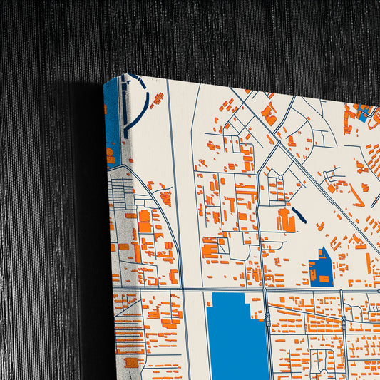 Jiamusi China Colorful City Map Canvas Print Detail