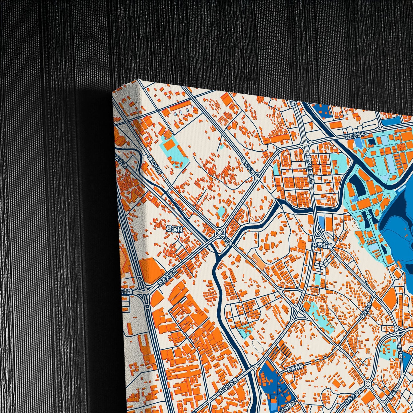 Jiangmen China Colorful City Map Canvas Print Detail