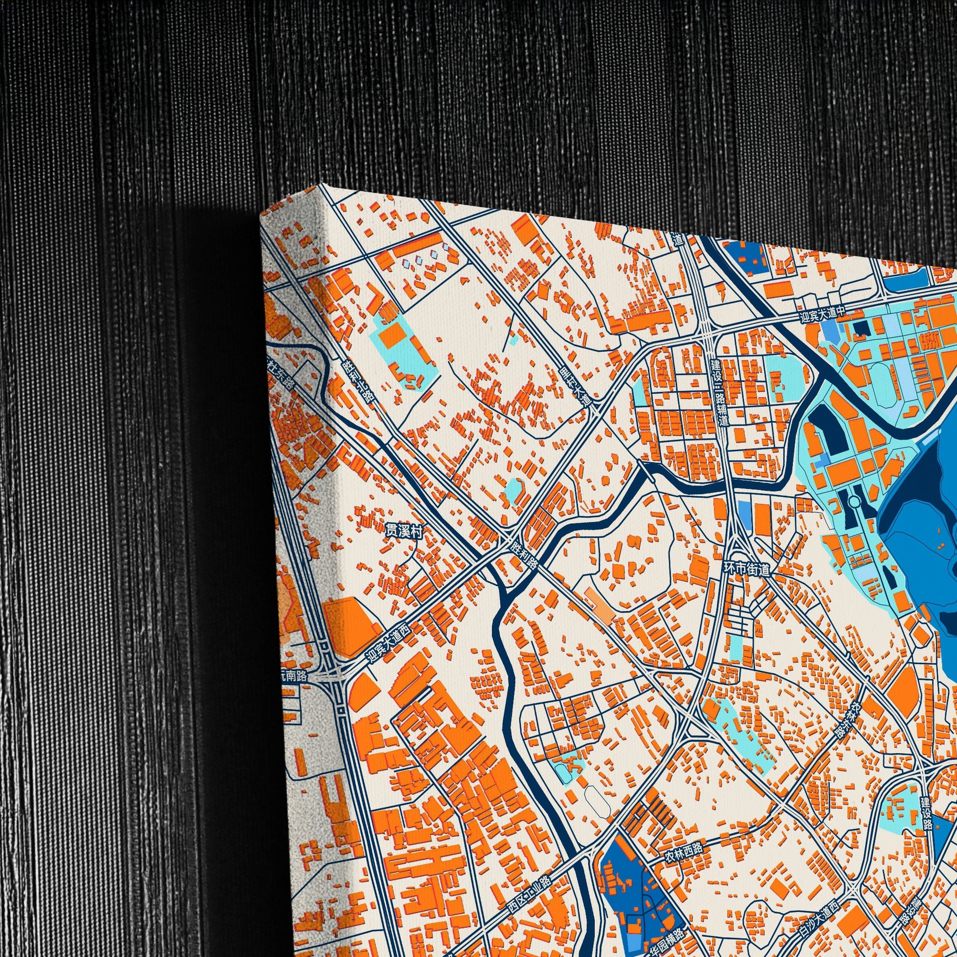Jiangmen China Colorful City Map Canvas Print Detail