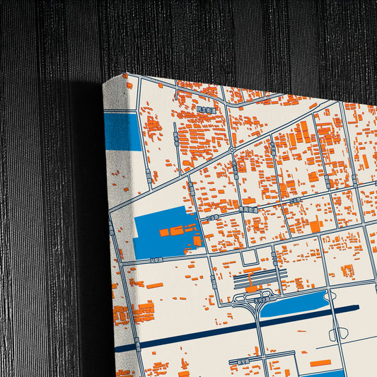 Jiaozuo China Colorful City Map Canvas Print Detail