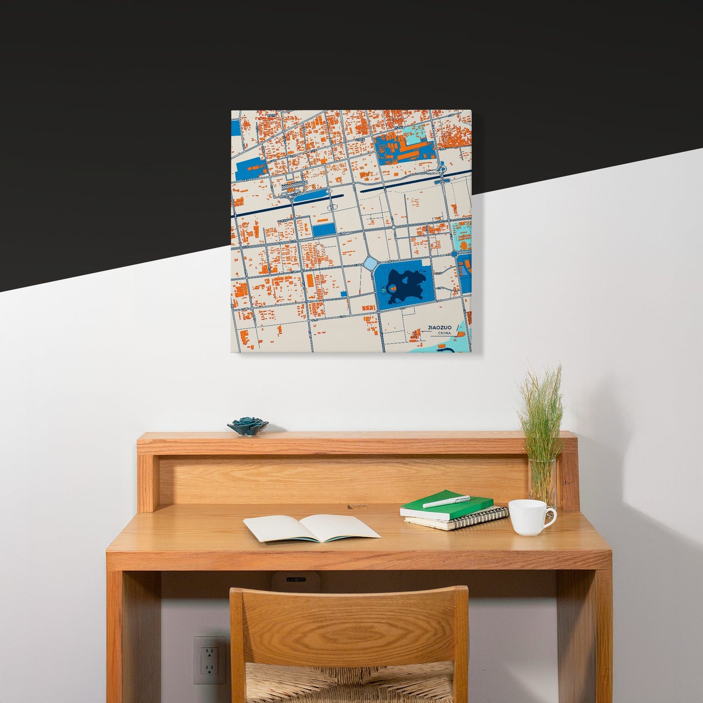 Jiaozuo China Colorful City Map Canvas Print Scene