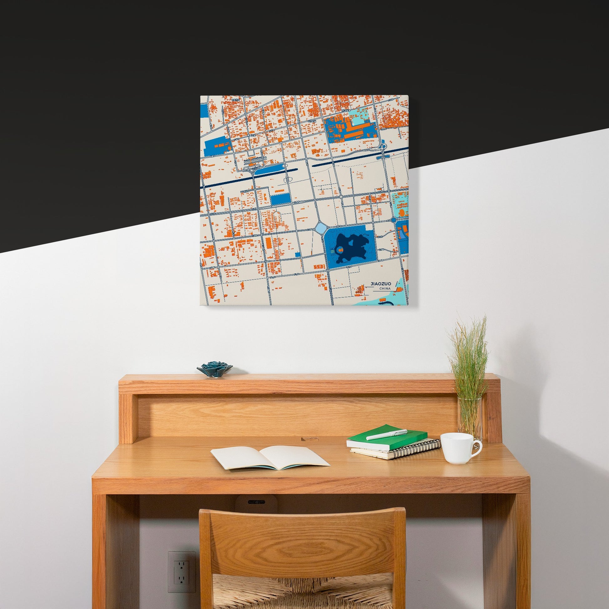 Jiaozuo China Colorful City Map Canvas Print Scene