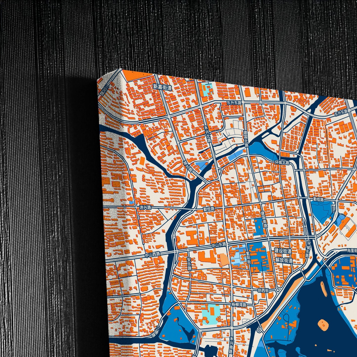 Jiaxing China Colorful City Map Canvas Print Detail