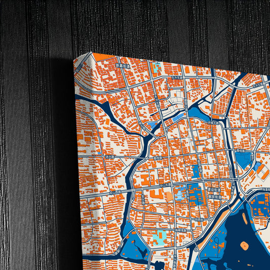 Jiaxing China Colorful City Map Canvas Print Detail