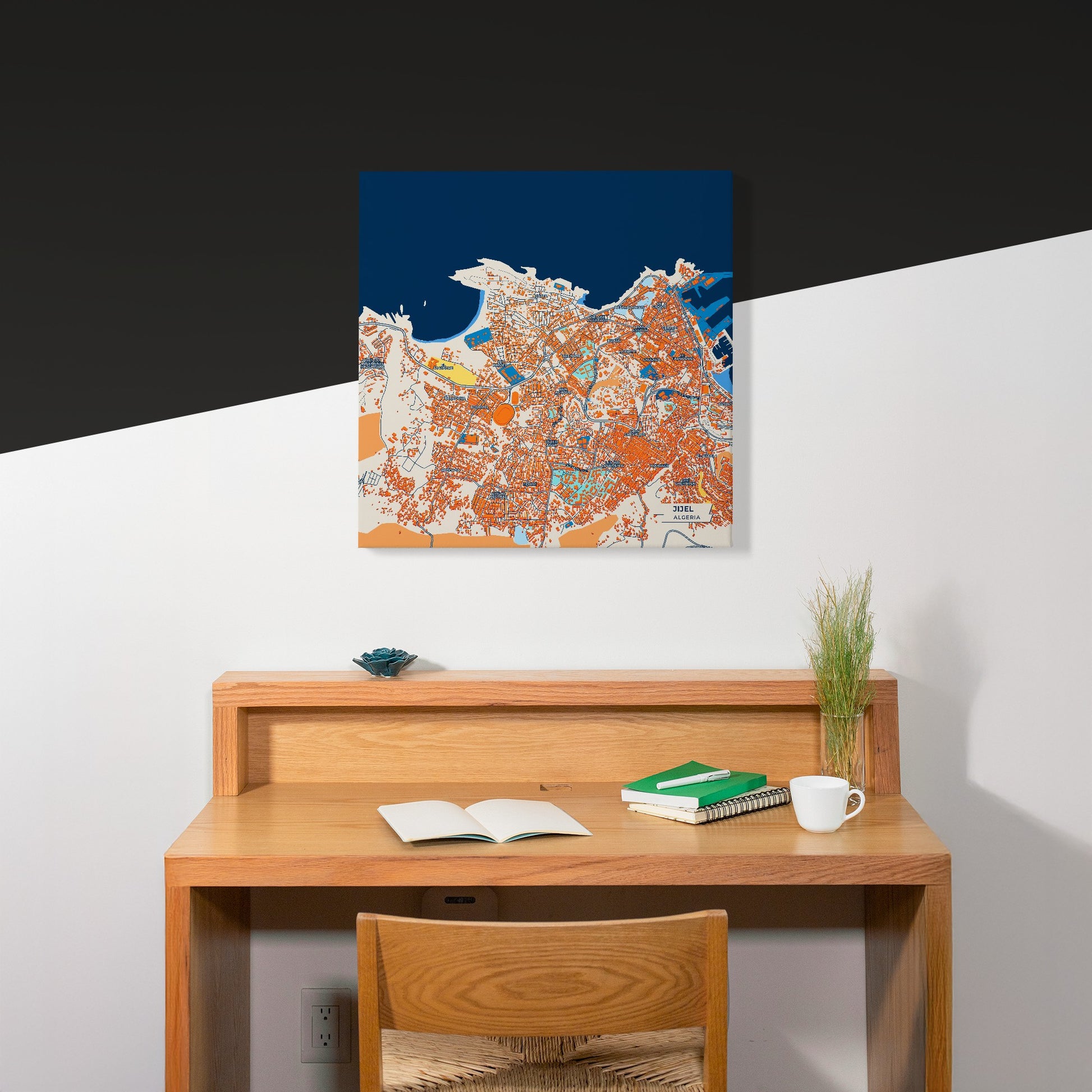 Jijel Algeria Colorful City Map Canvas Print Scene