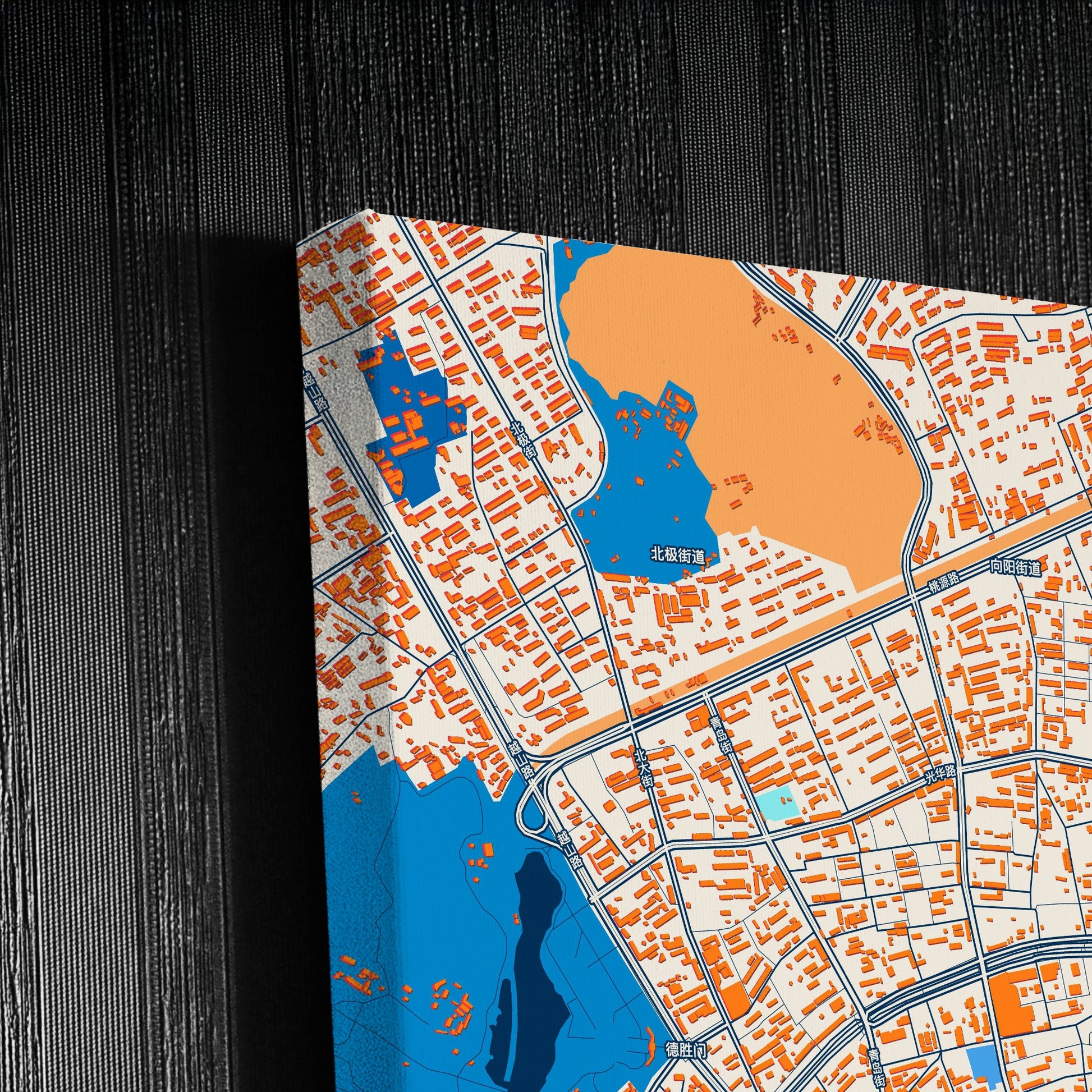 Jilin City China Colorful City Map Canvas Print Detail