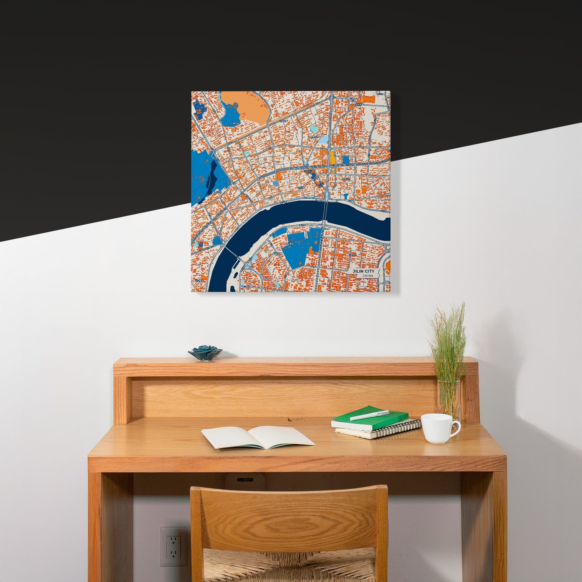 Jilin City China Colorful City Map Canvas Print Scene