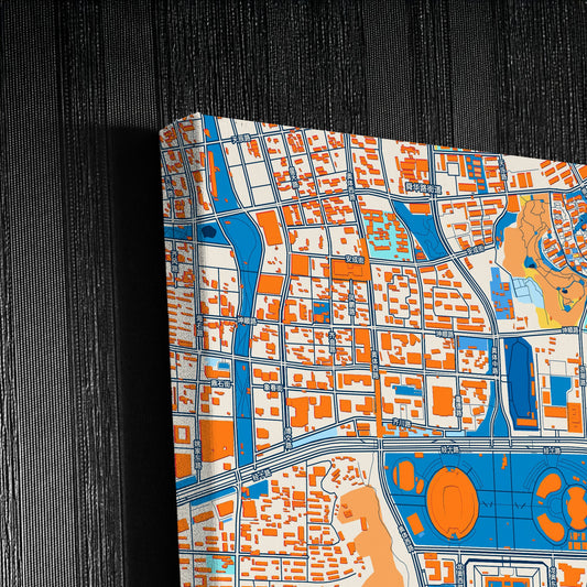 Jinan China Colorful City Map Canvas Print Detail