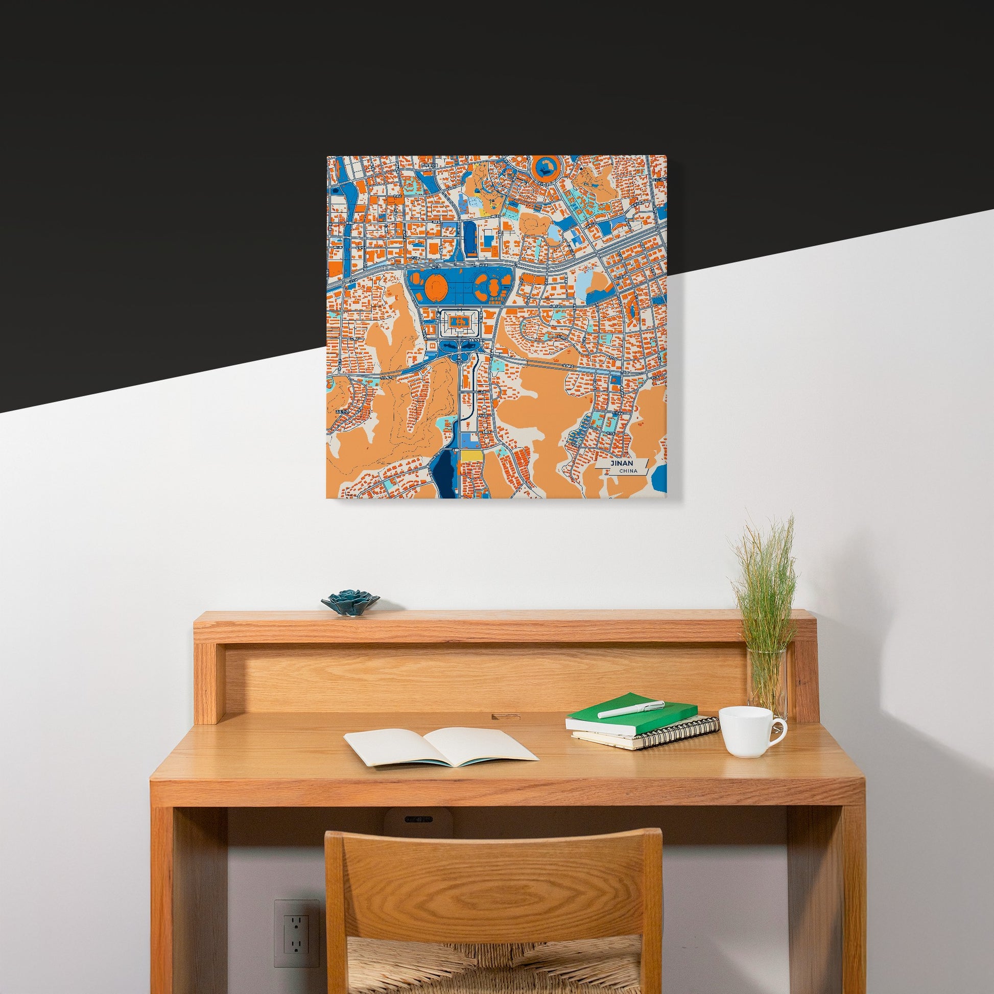 Jinan China Colorful City Map Canvas Print Scene