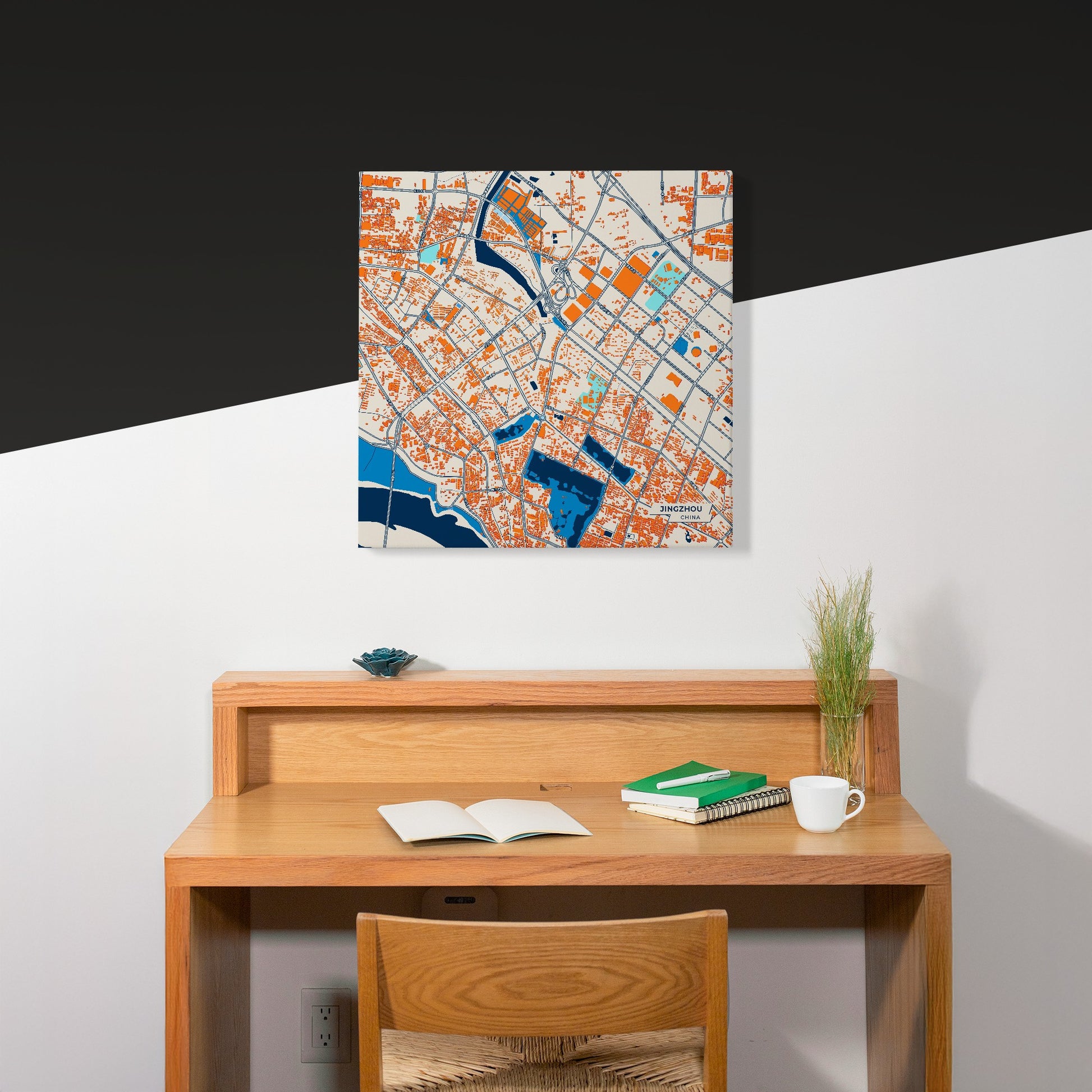 Jingzhou China Colorful City Map Canvas Print Scene