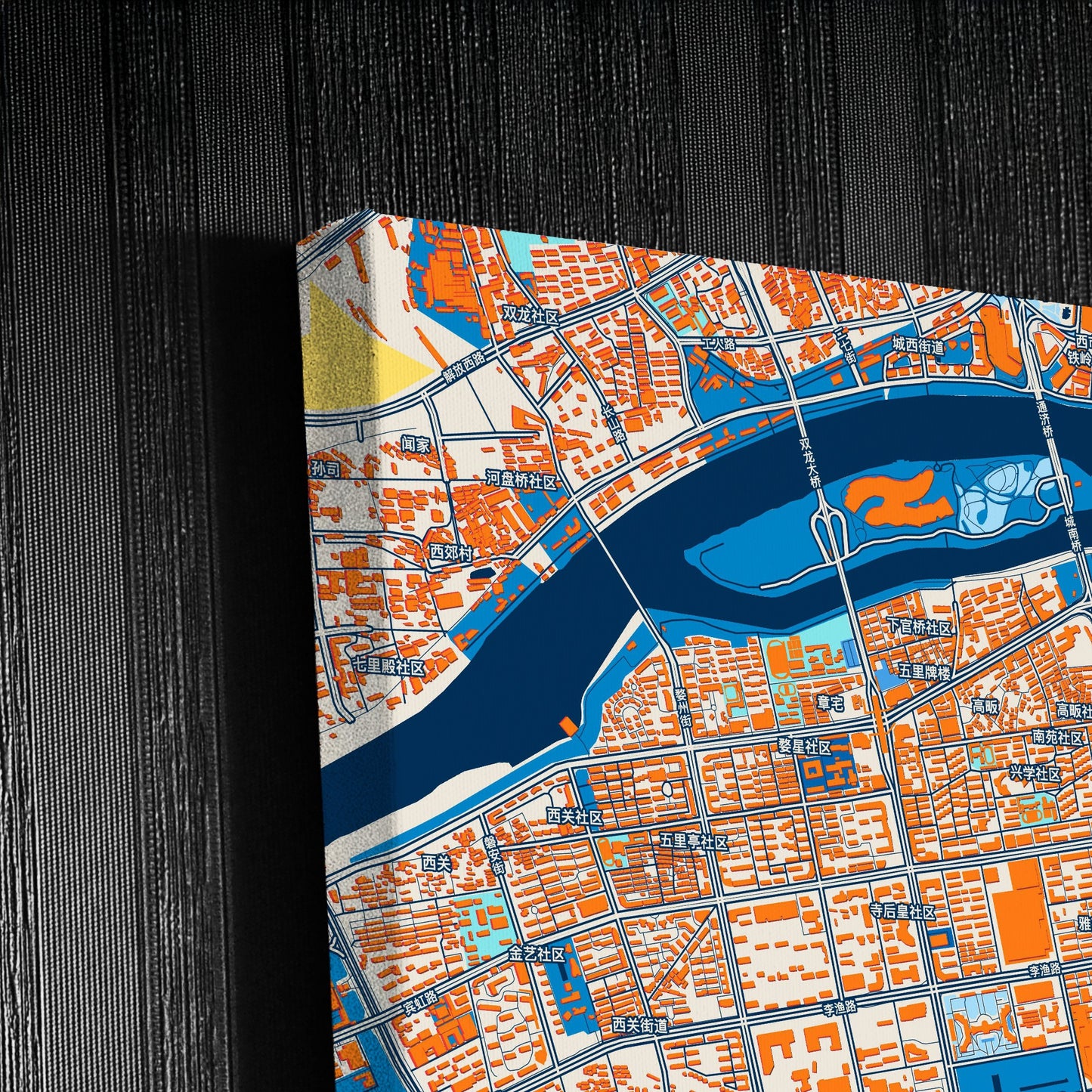 Jinhua China Colorful City Map Canvas Print Detail