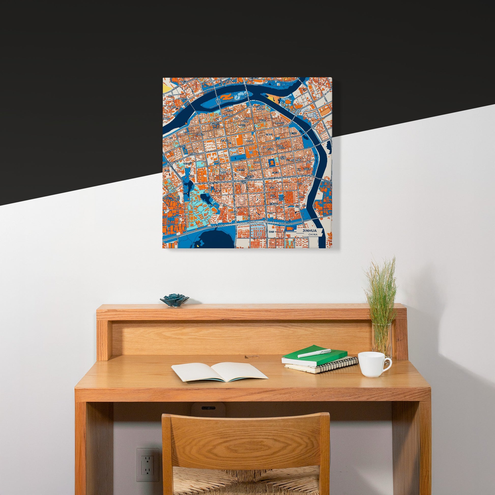 Jinhua China Colorful City Map Canvas Print Scene