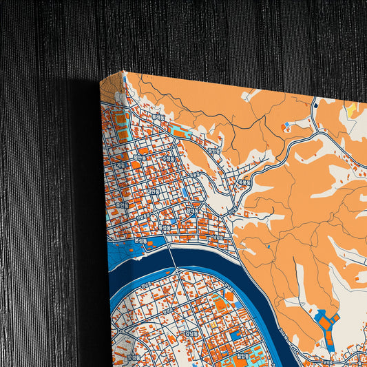 Jinju South Korea Colorful City Map Canvas Print Detail