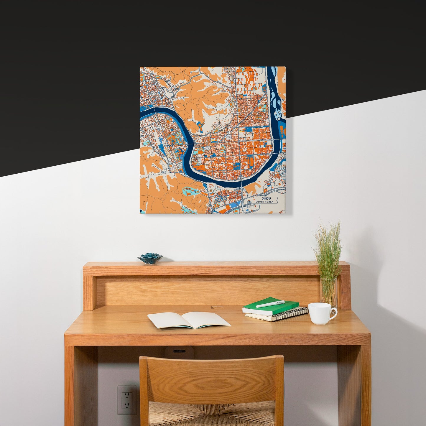 Jinju South Korea Colorful City Map Canvas Print Scene