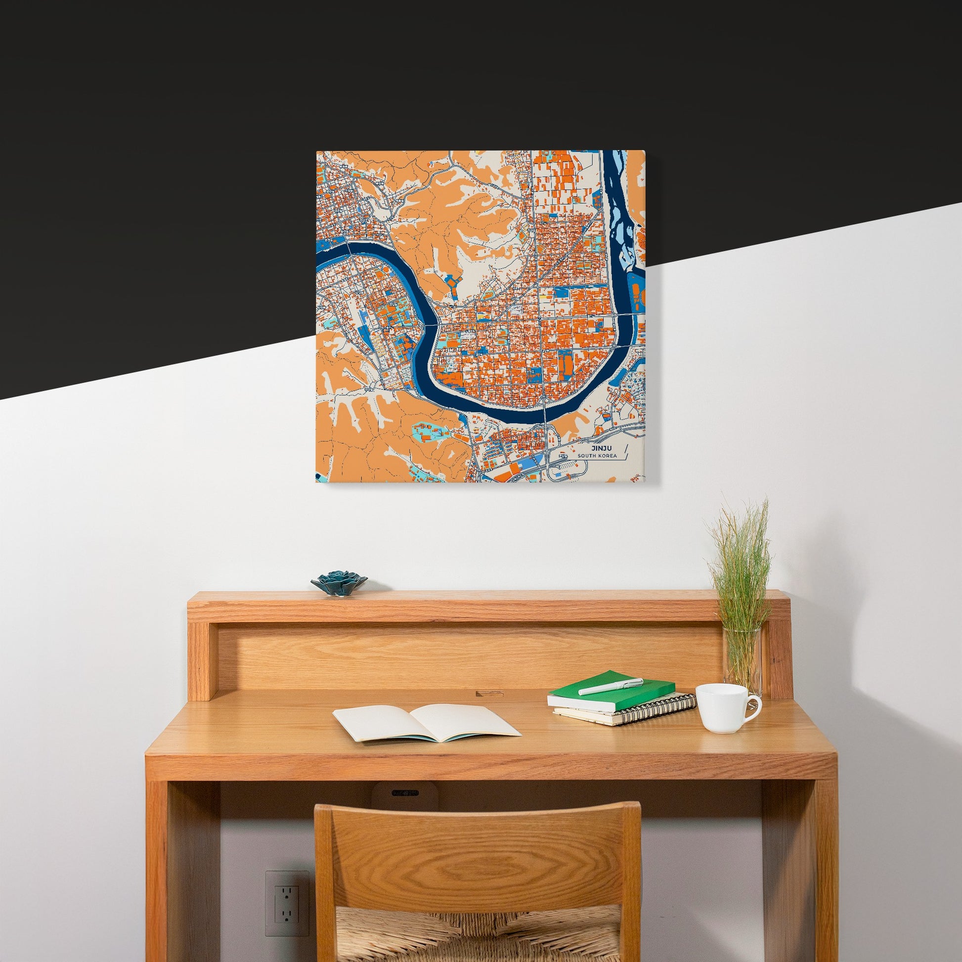 Jinju South Korea Colorful City Map Canvas Print Scene