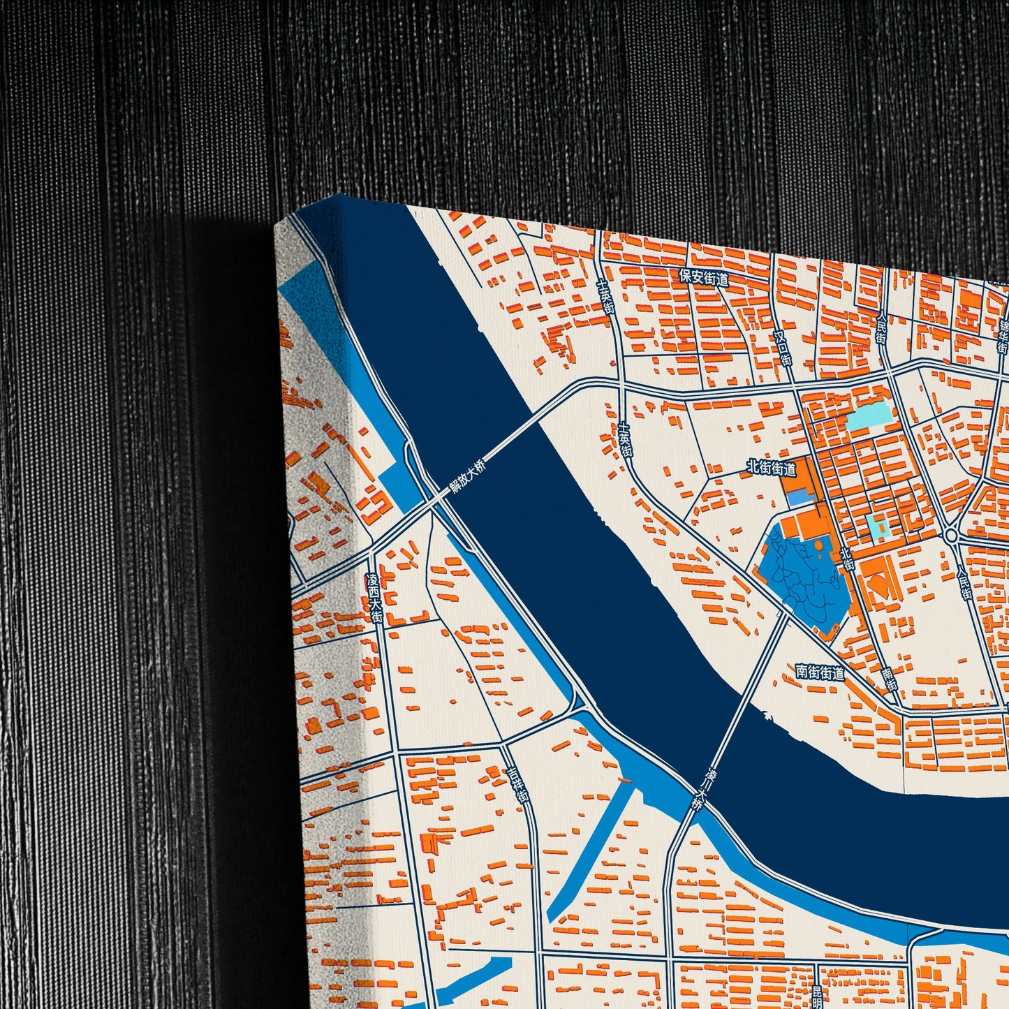 Jinzhou China Colorful City Map Canvas Print Detail