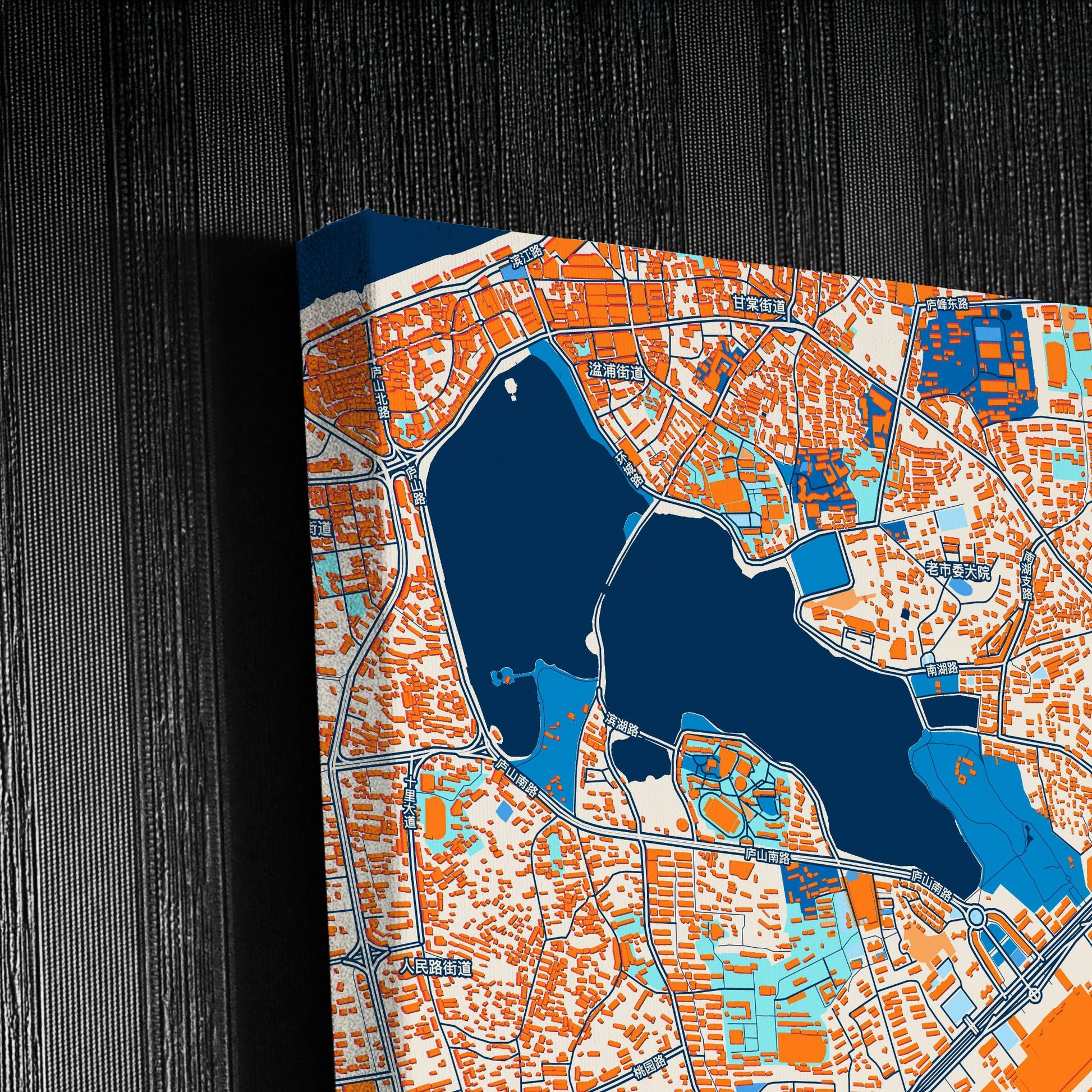 Jiujiang China Colorful City Map Canvas Print Detail